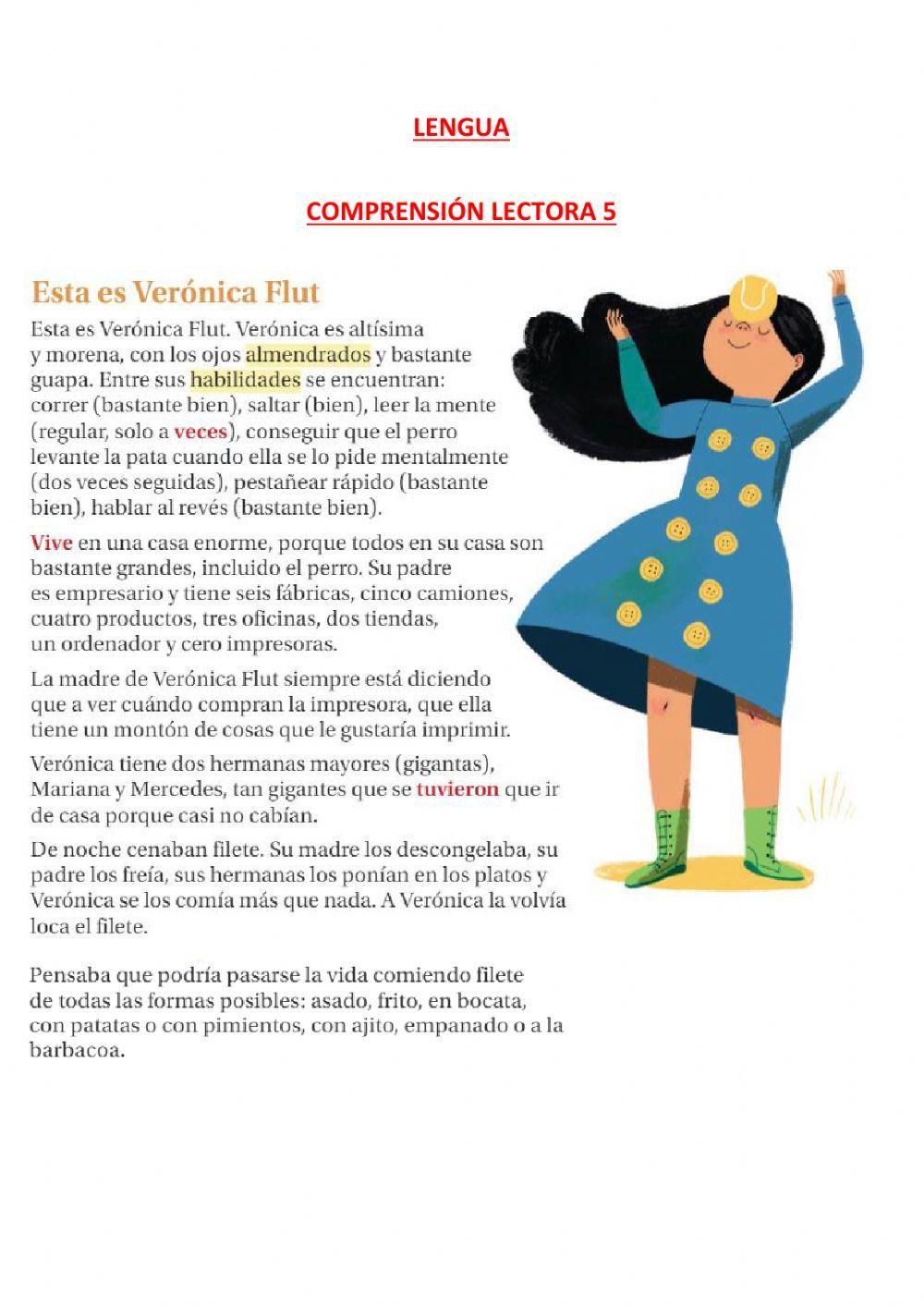 Comprensión Lectora: Esta es Verónica Flut