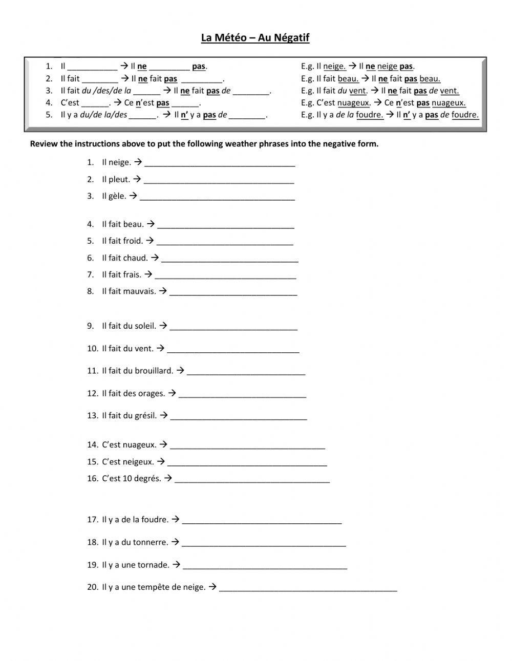 La Météo - Au Négatif