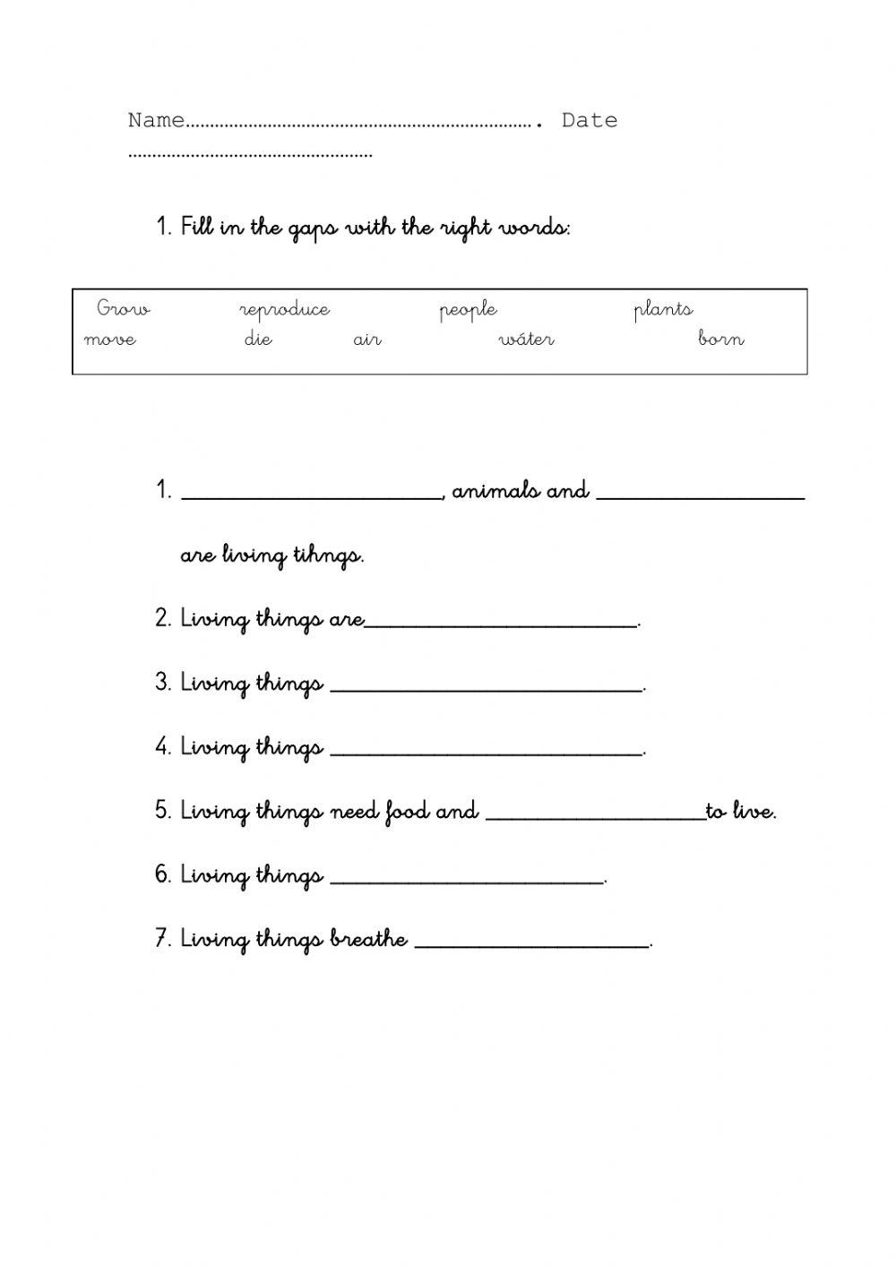 Characteristics of Living Things