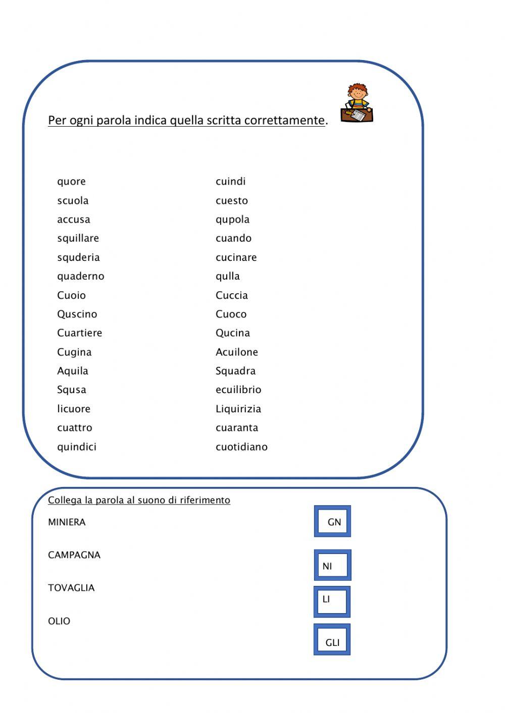 Prova ortografia classe seconda
