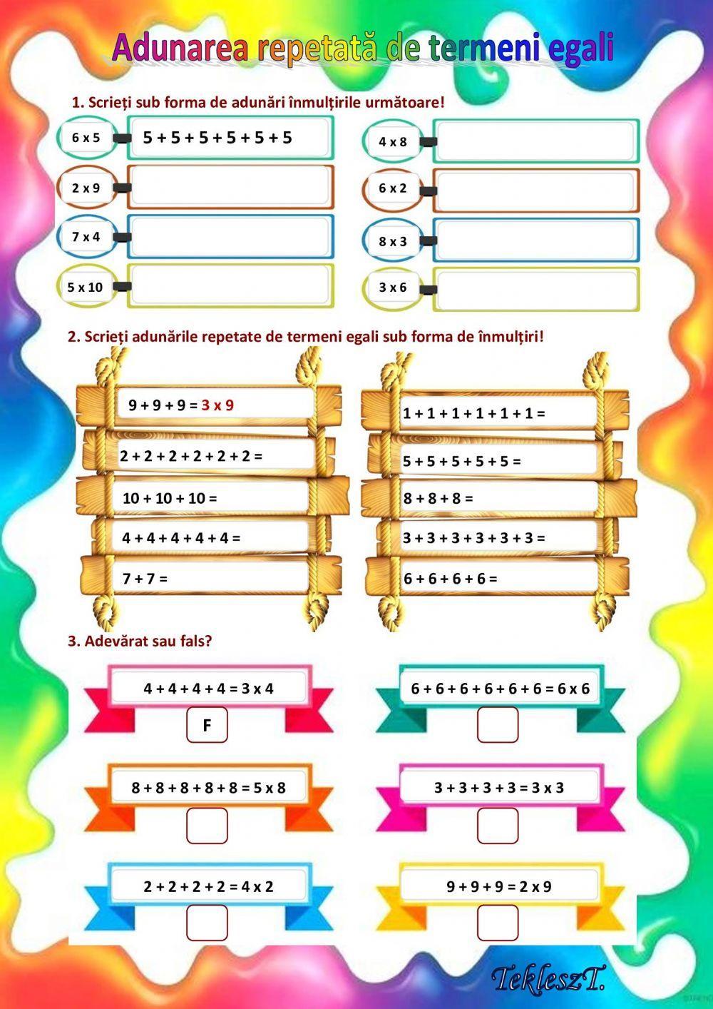 Adunarea repetată de termeni egali