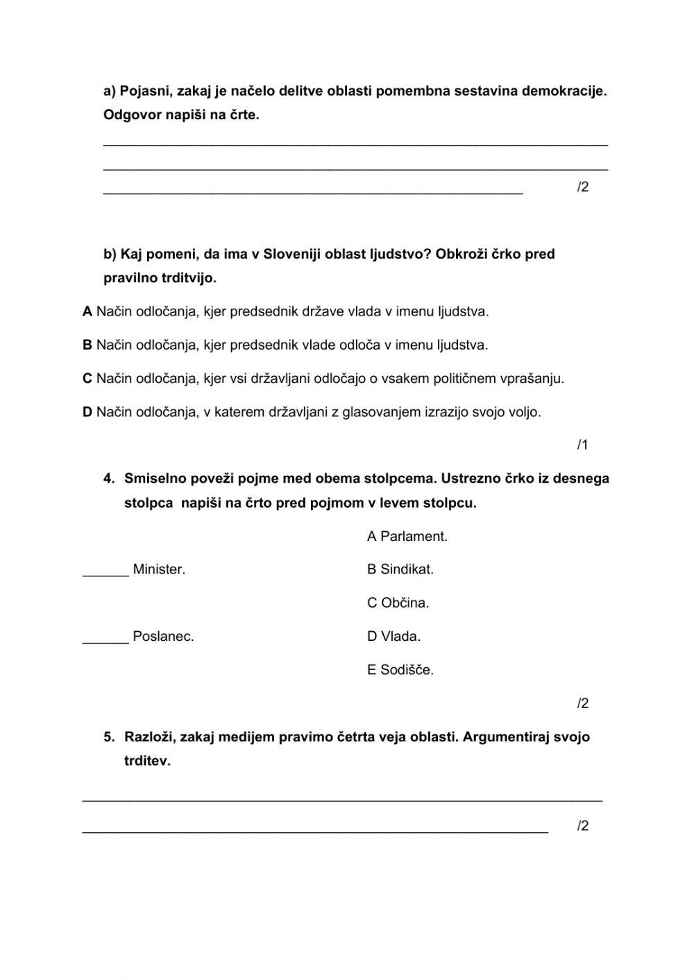Preverjanje znanja dke 8 online exercise for live worksheets
