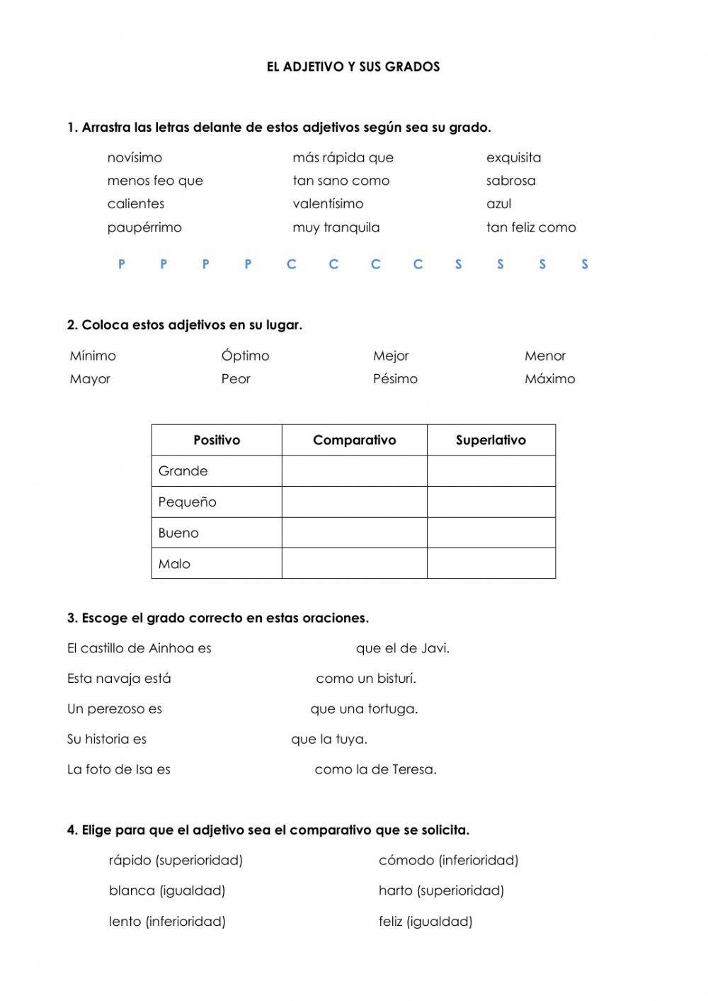 El adjetivo y sus grados