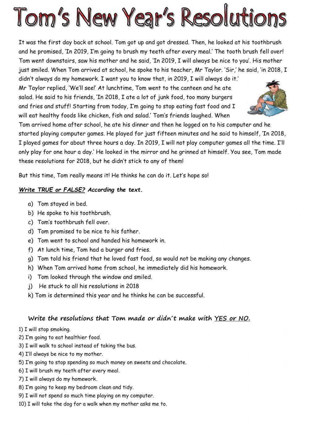 Toms new years resolutions.