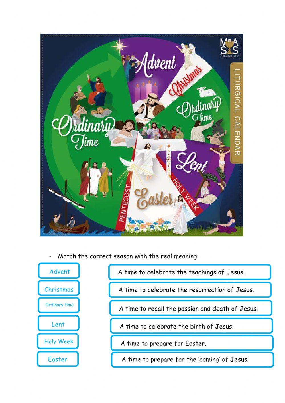 The liturgical calendar worksheet Live Worksheets