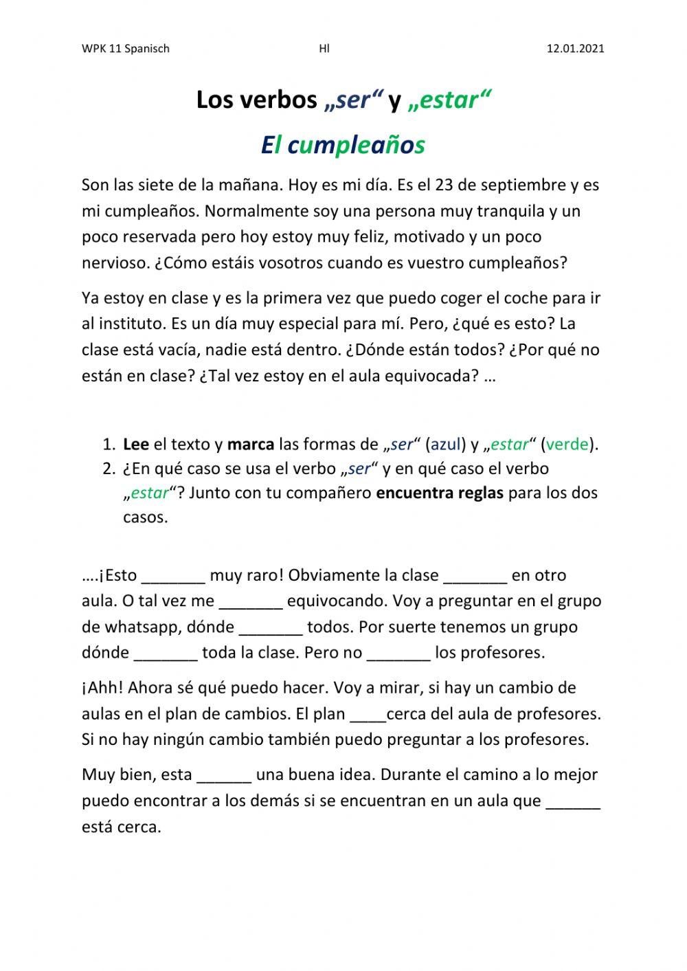 Ser y estar online worksheet | Live Worksheets