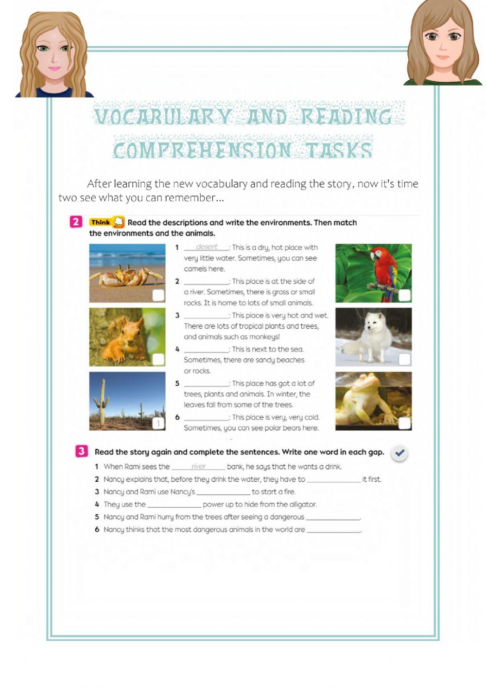 Vocabulary and Reading comprehension task