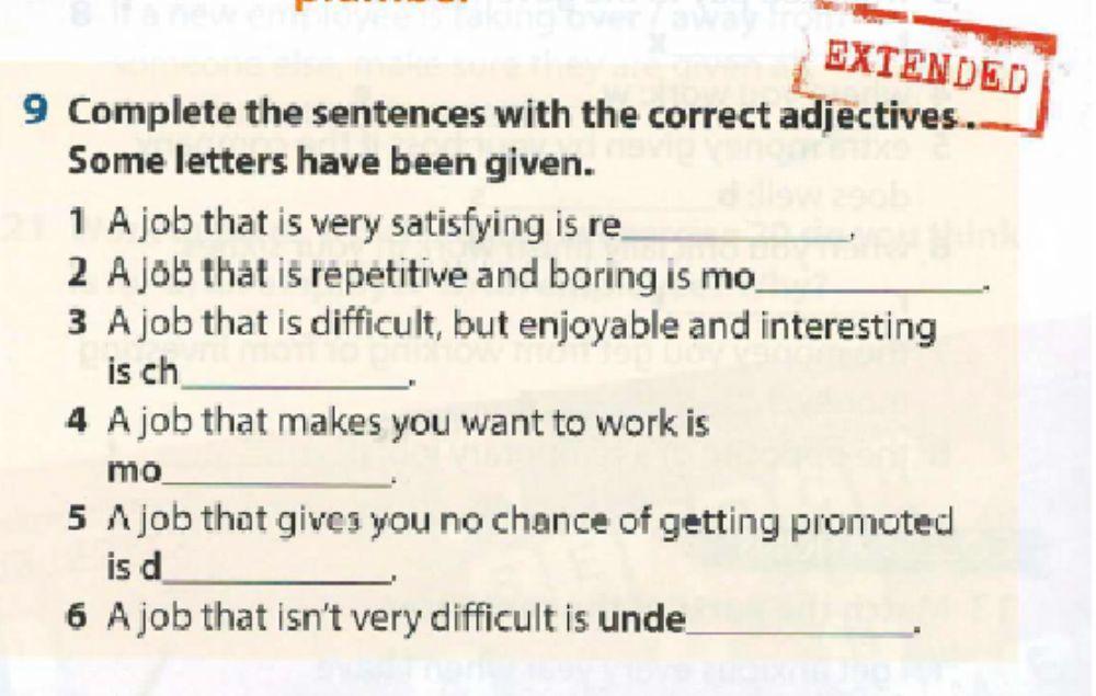 Jobs expressions and adjectives