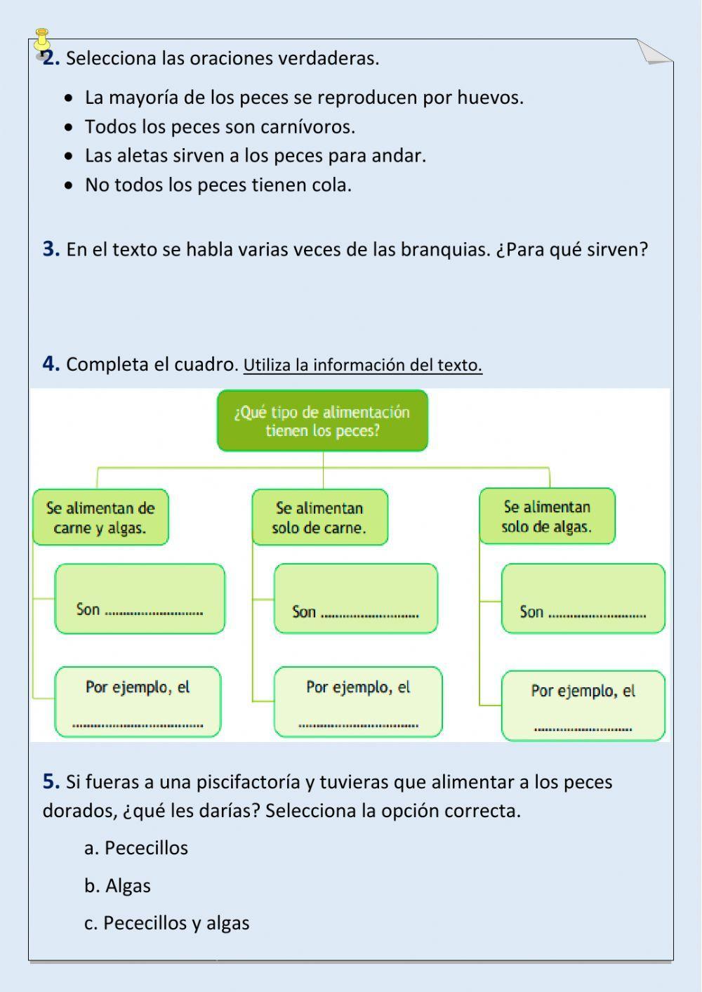 Comprensión lectora peces