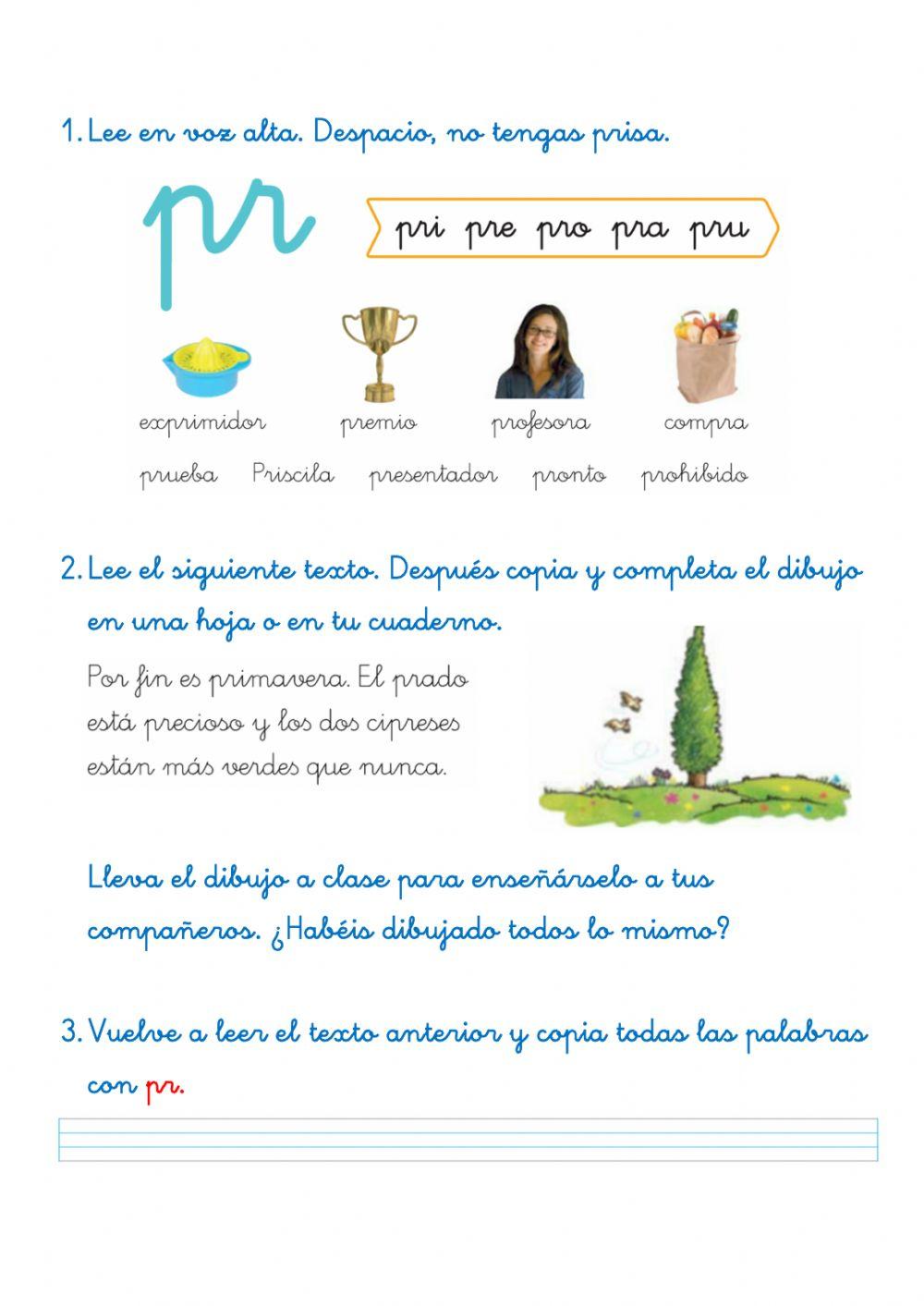 Lectura de palabras con pr