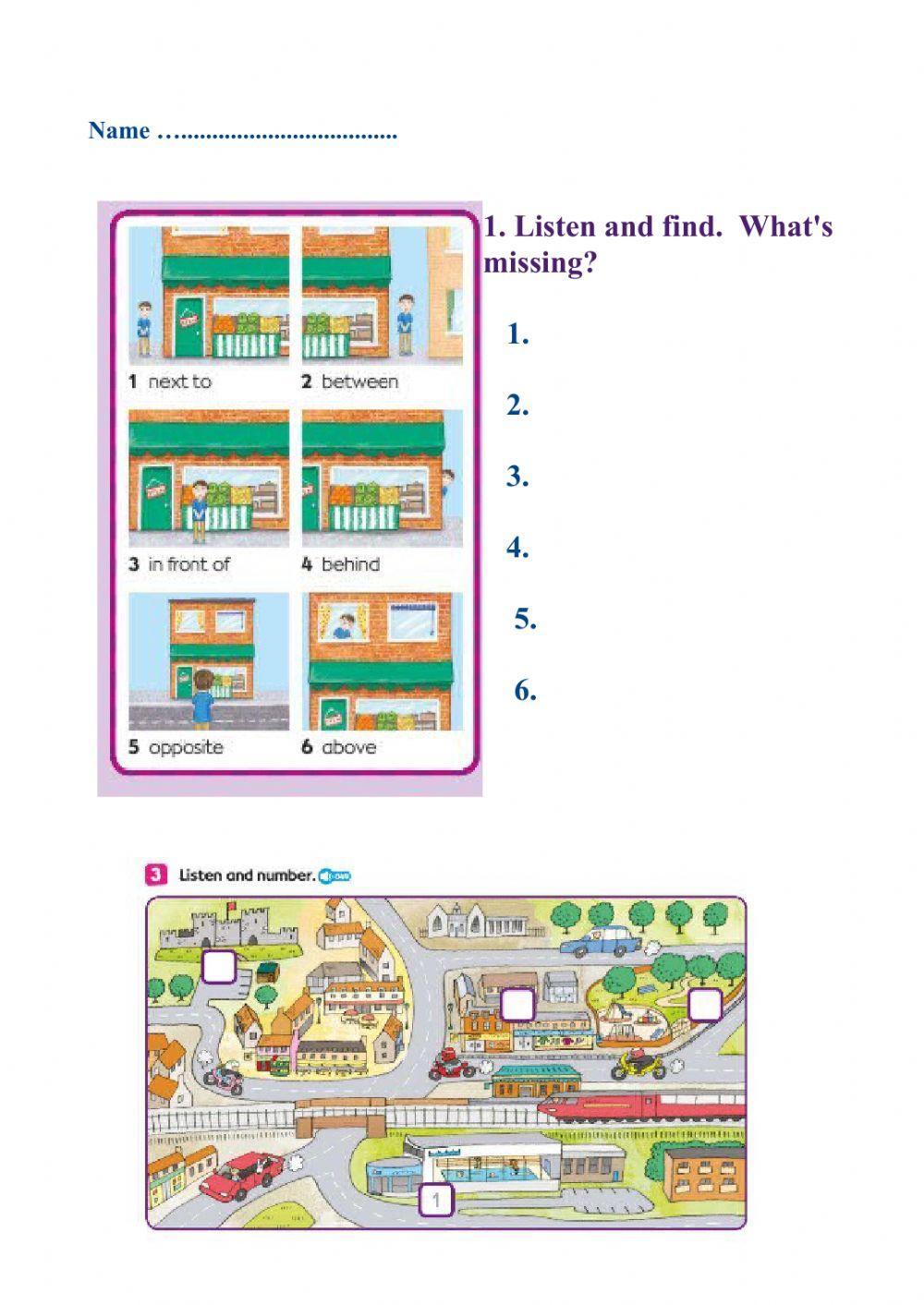 The town: places and prepositions