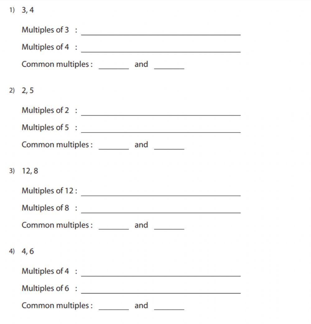 Common Multiples online exercise for | Live Worksheets