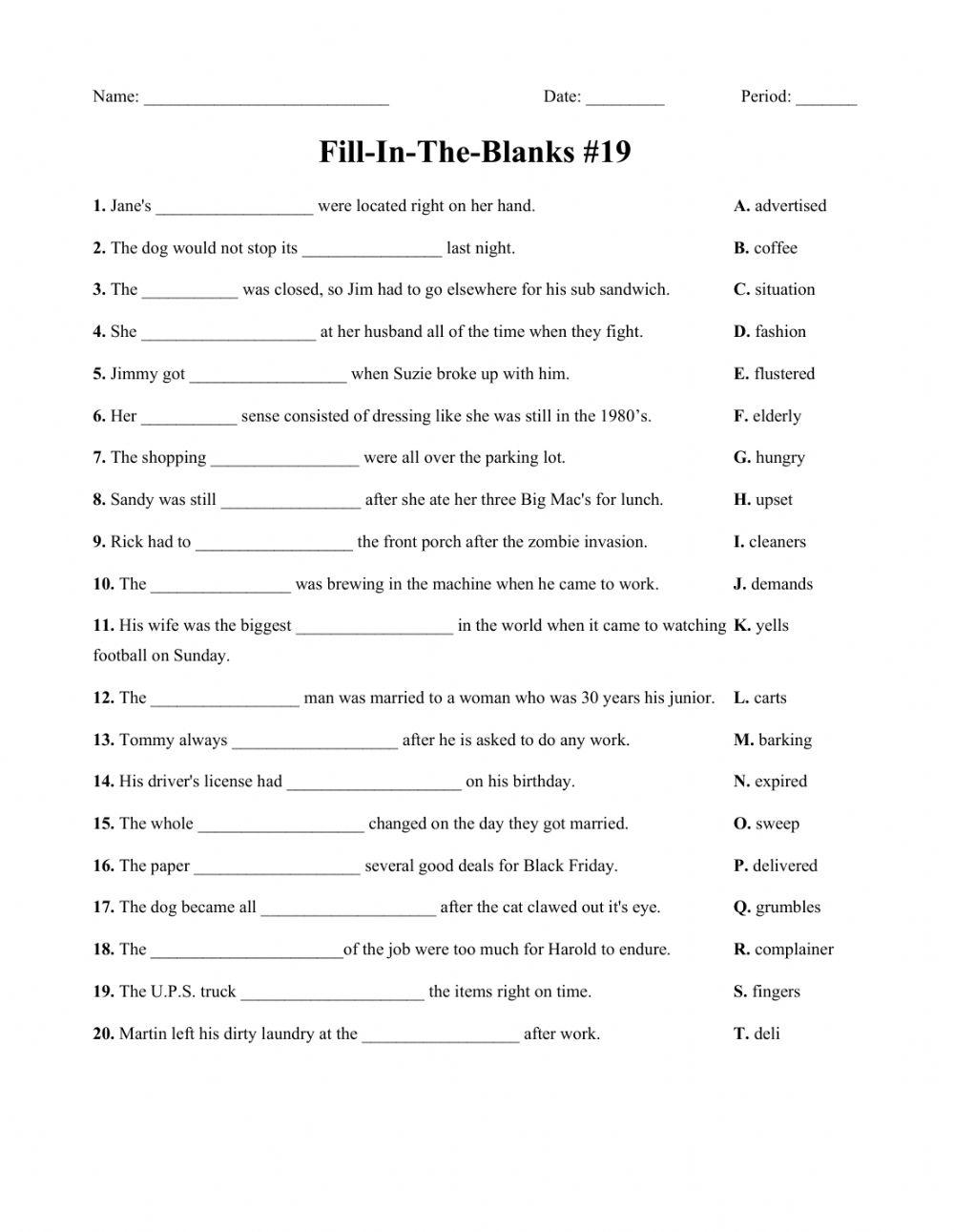 Fill in the blanks -19