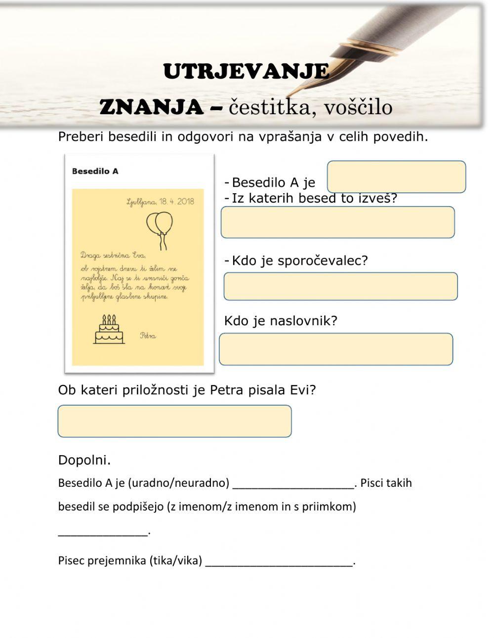 Utrjevanje znanja (čestitka, voščilo)