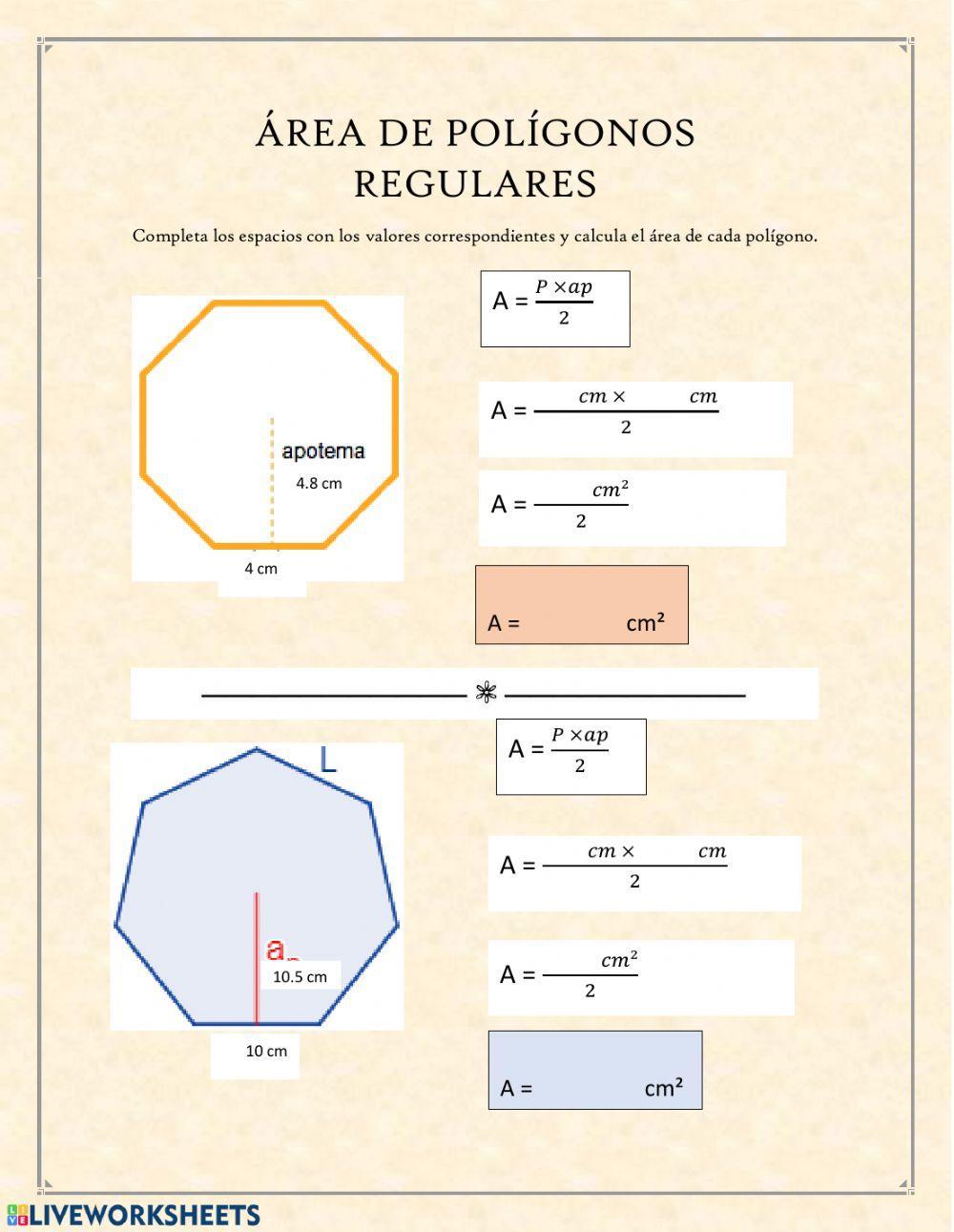Área de polígonos regulares