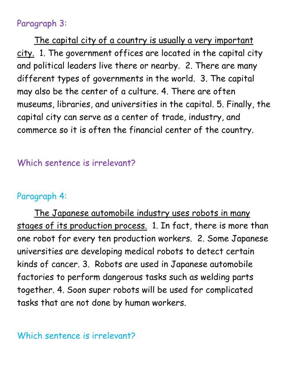 Irrelevant Supporting Details