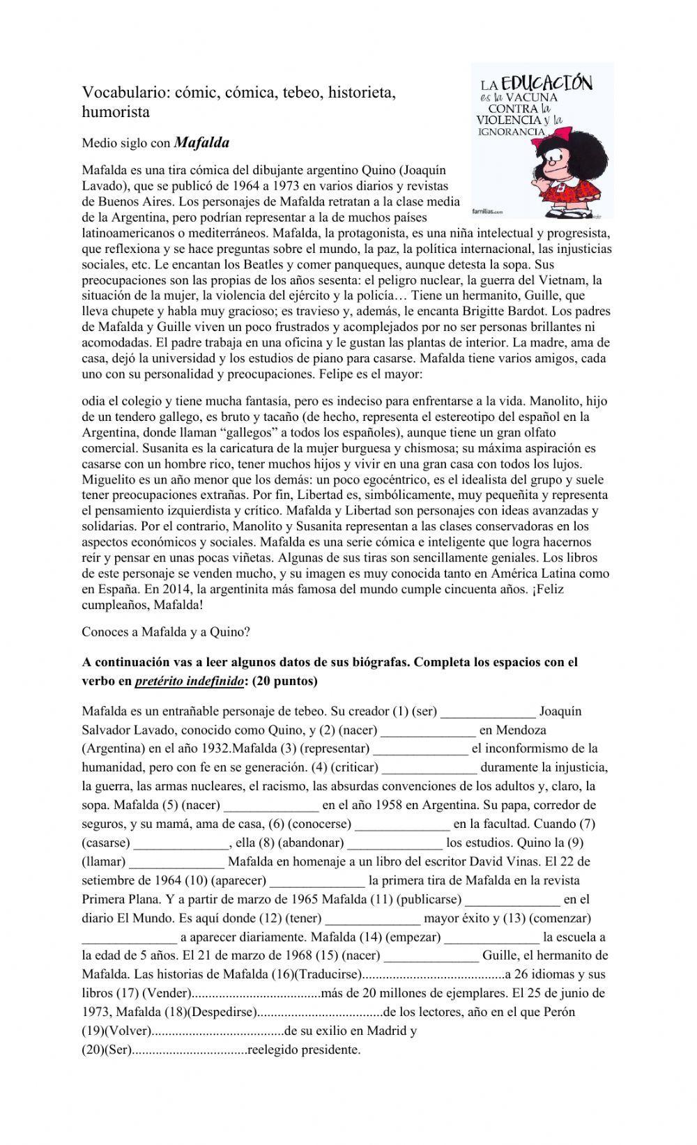 Mafalda Tiempo preterito