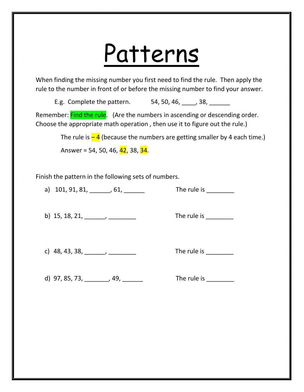 627401 | Patterns | Seymour242 | LiveWorksheets
