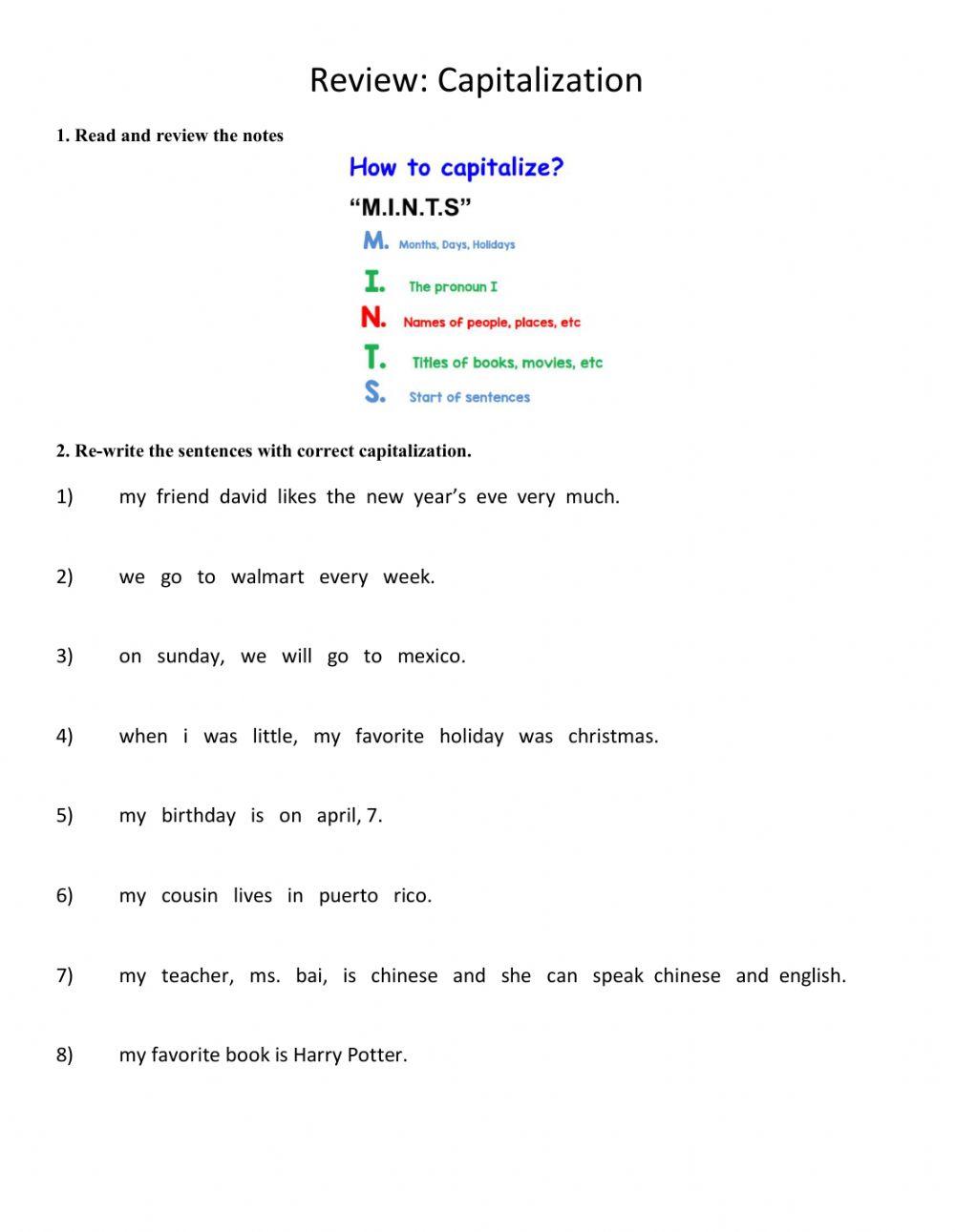 Capitalization Practice