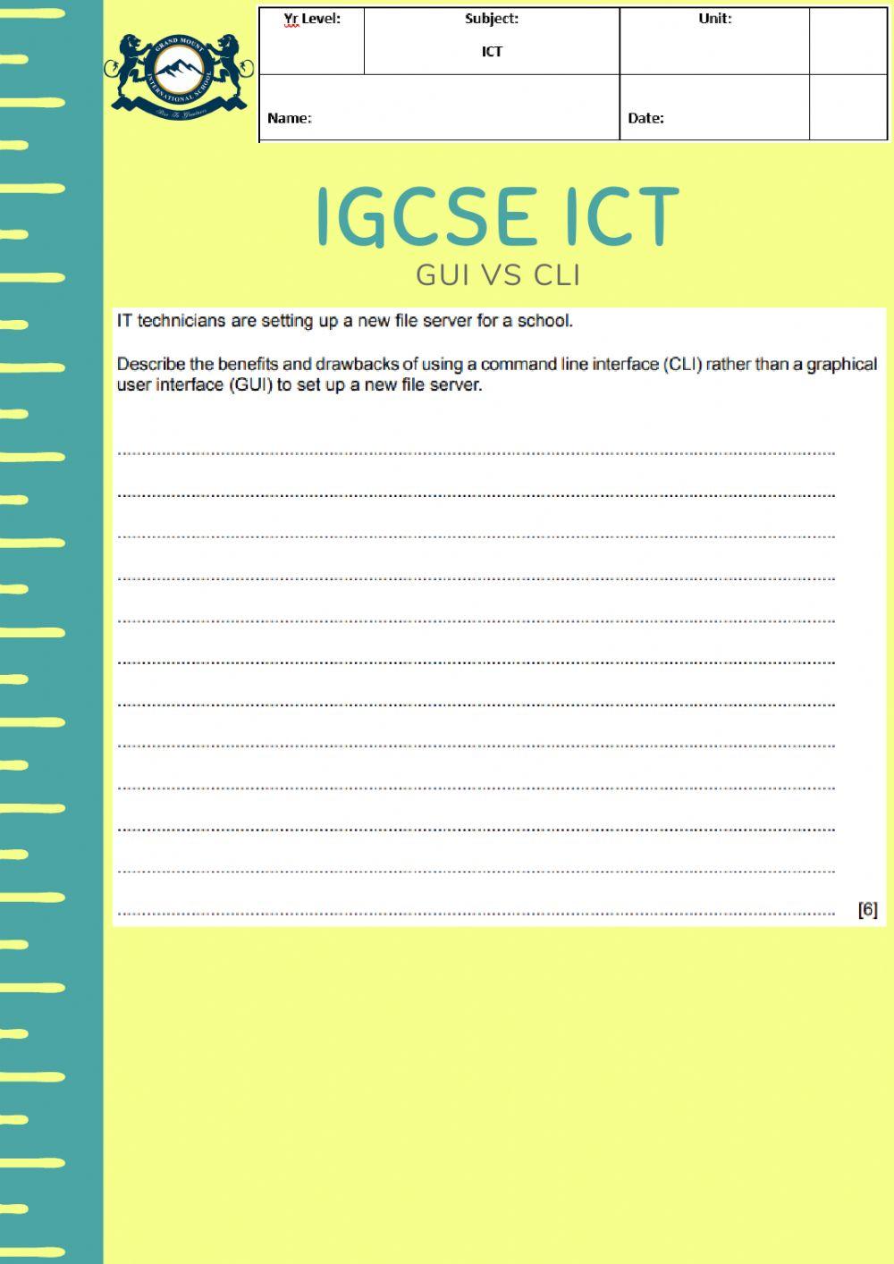 CLI vs GUI worksheet | Live Worksheets