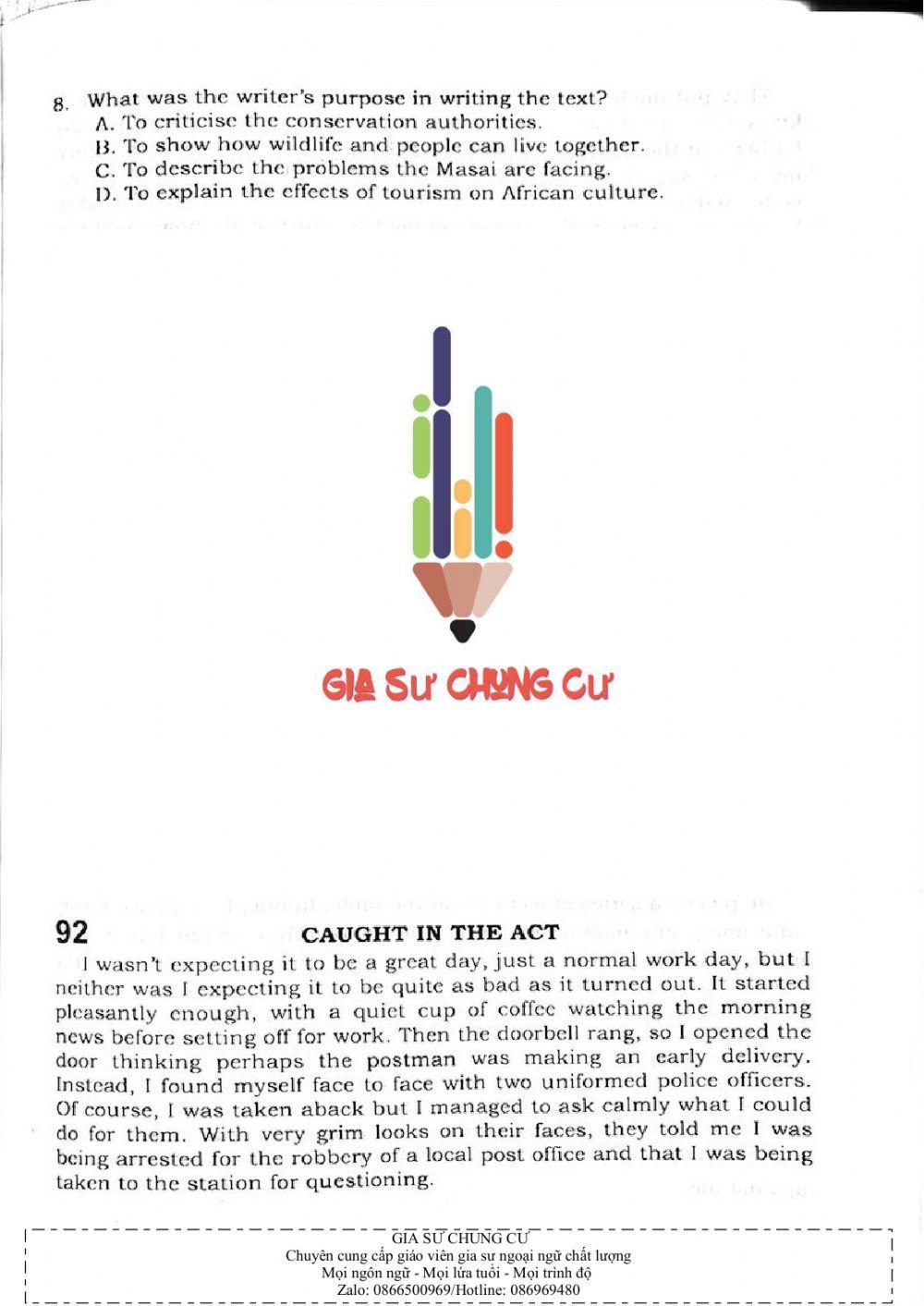 Trắc nghiệm Kỹ năng đọc hiểu Tiếng Anh số 31.1