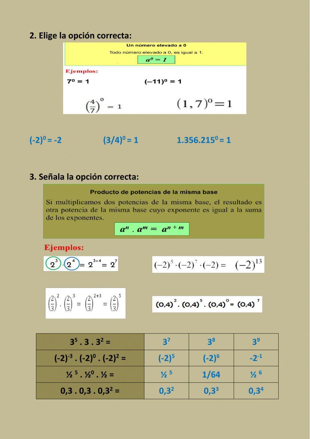 Propiedades de las potencias