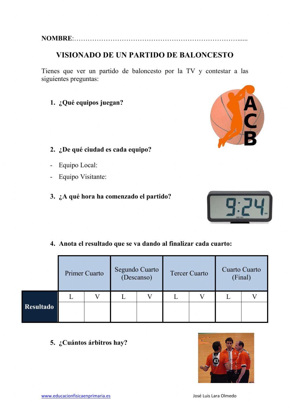 Visionado Partido Baloncesto