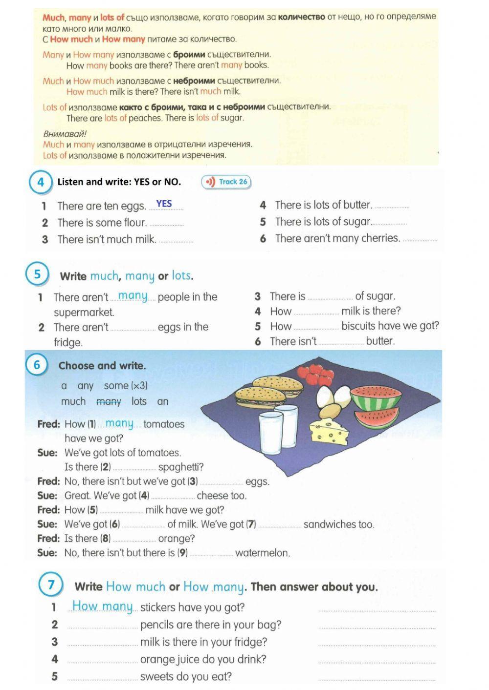 Countable and uncountable nouns: some, any, no, much, many, lots of