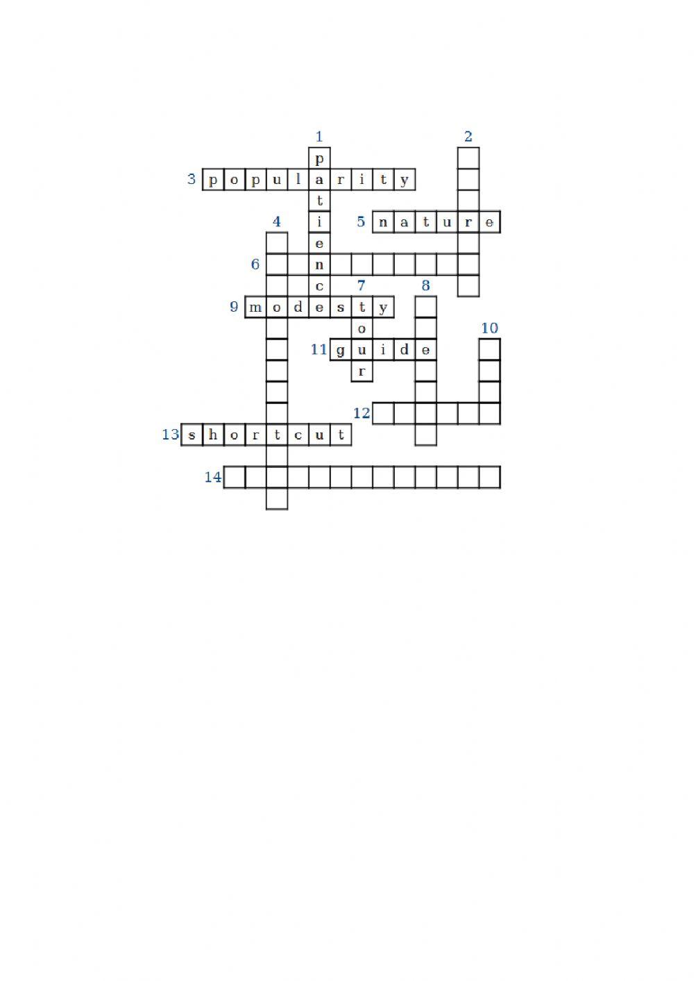 half crossword part 1 interki online exercise for Live Worksheets