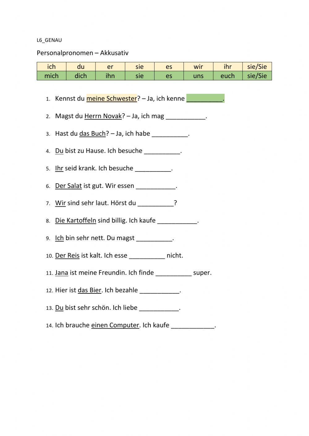 Personalpronomen-Akkusativ