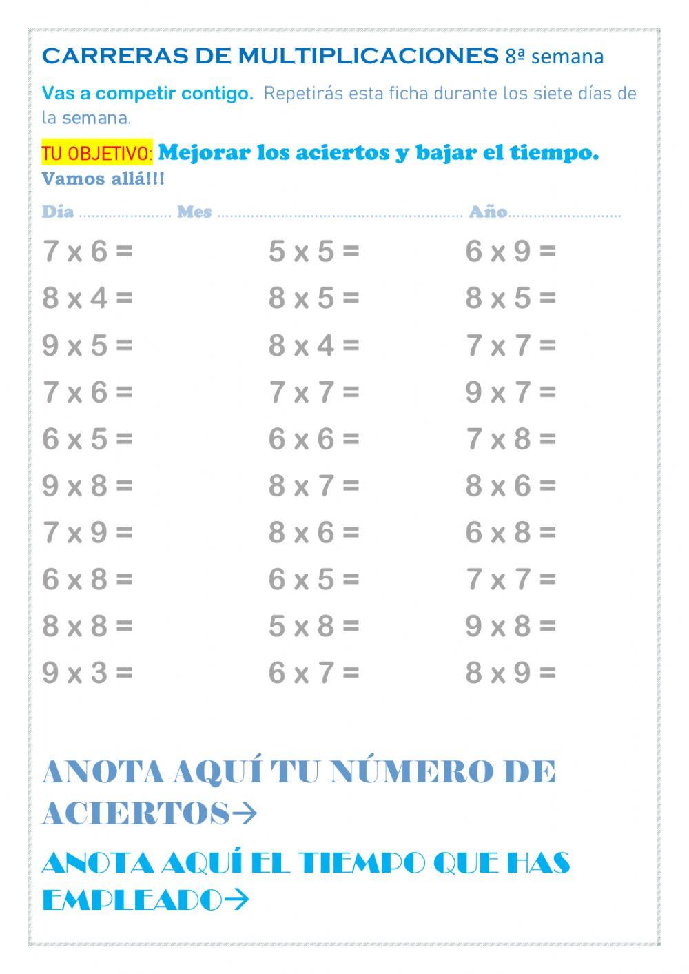Carreras de multiplicaciones