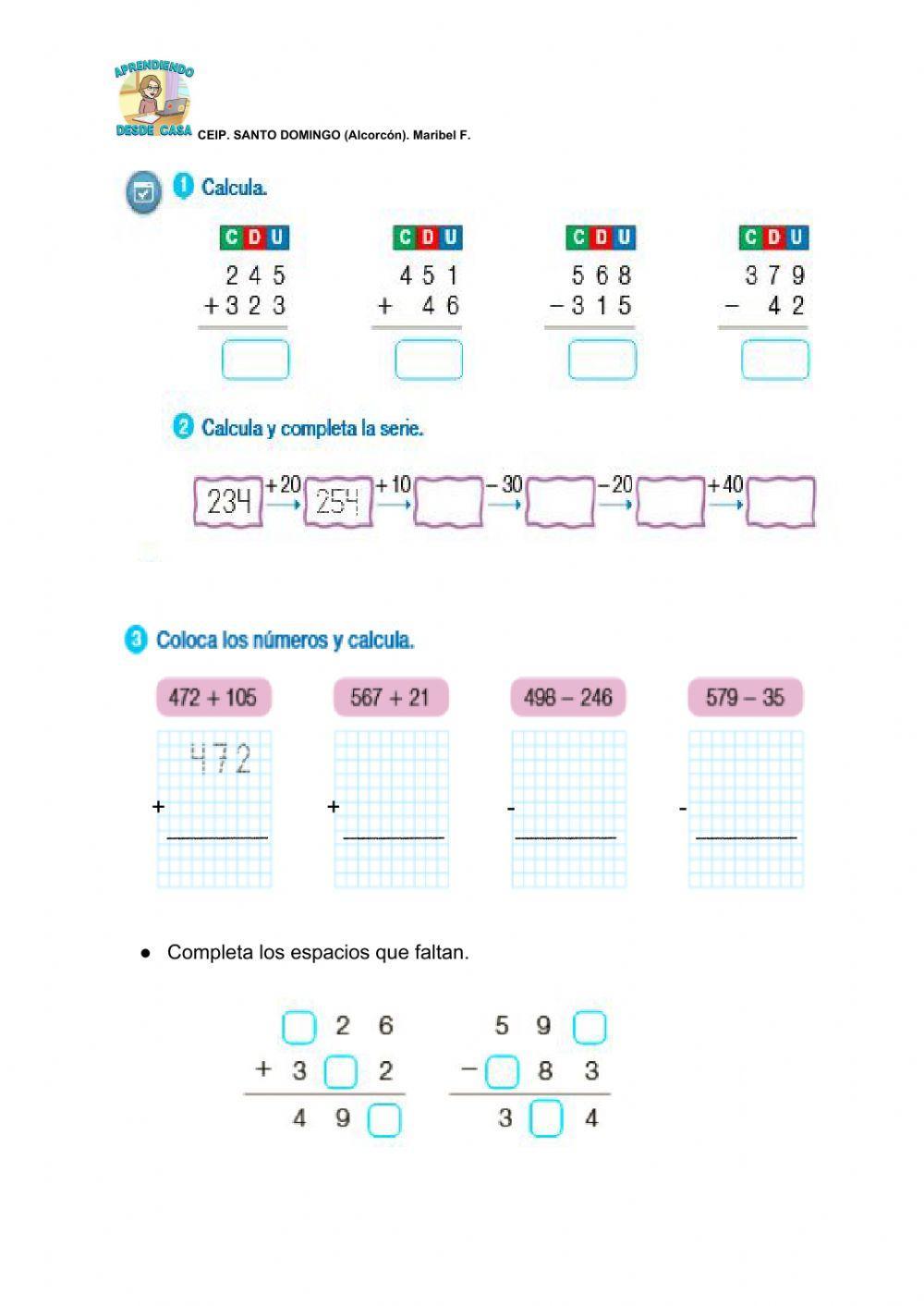 Sumas y restas sin llevar