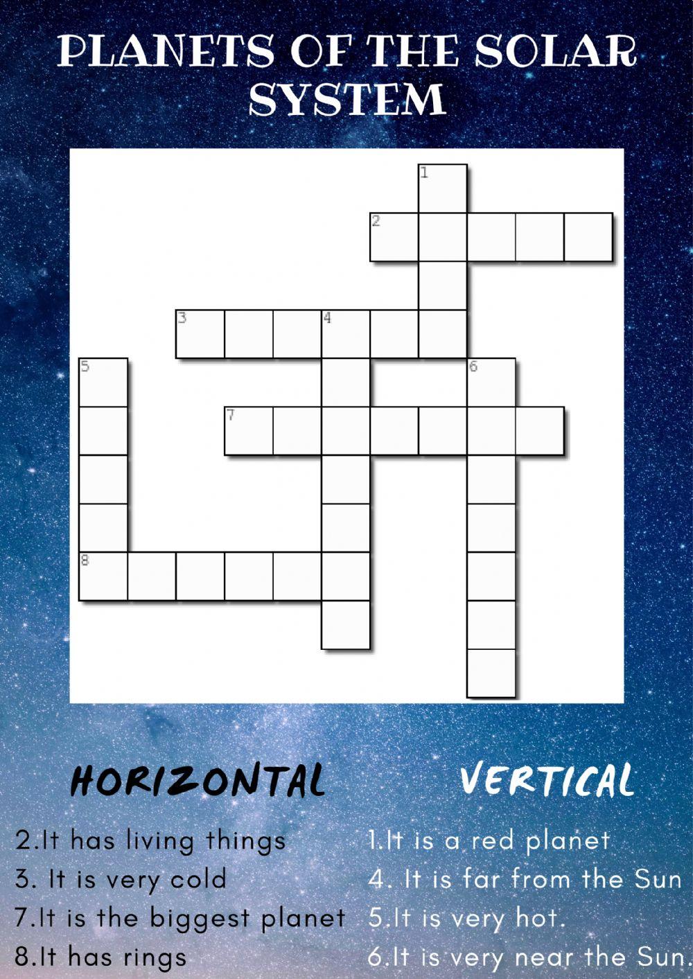 Solar System Crossword Puzzle Printable