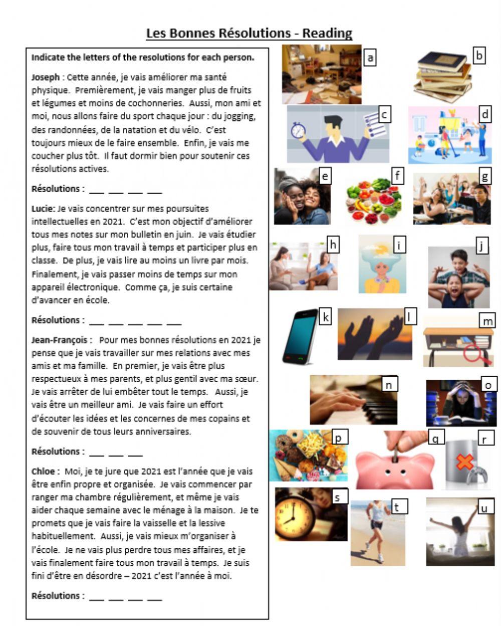 Les bonnes résolutions - Reading 2