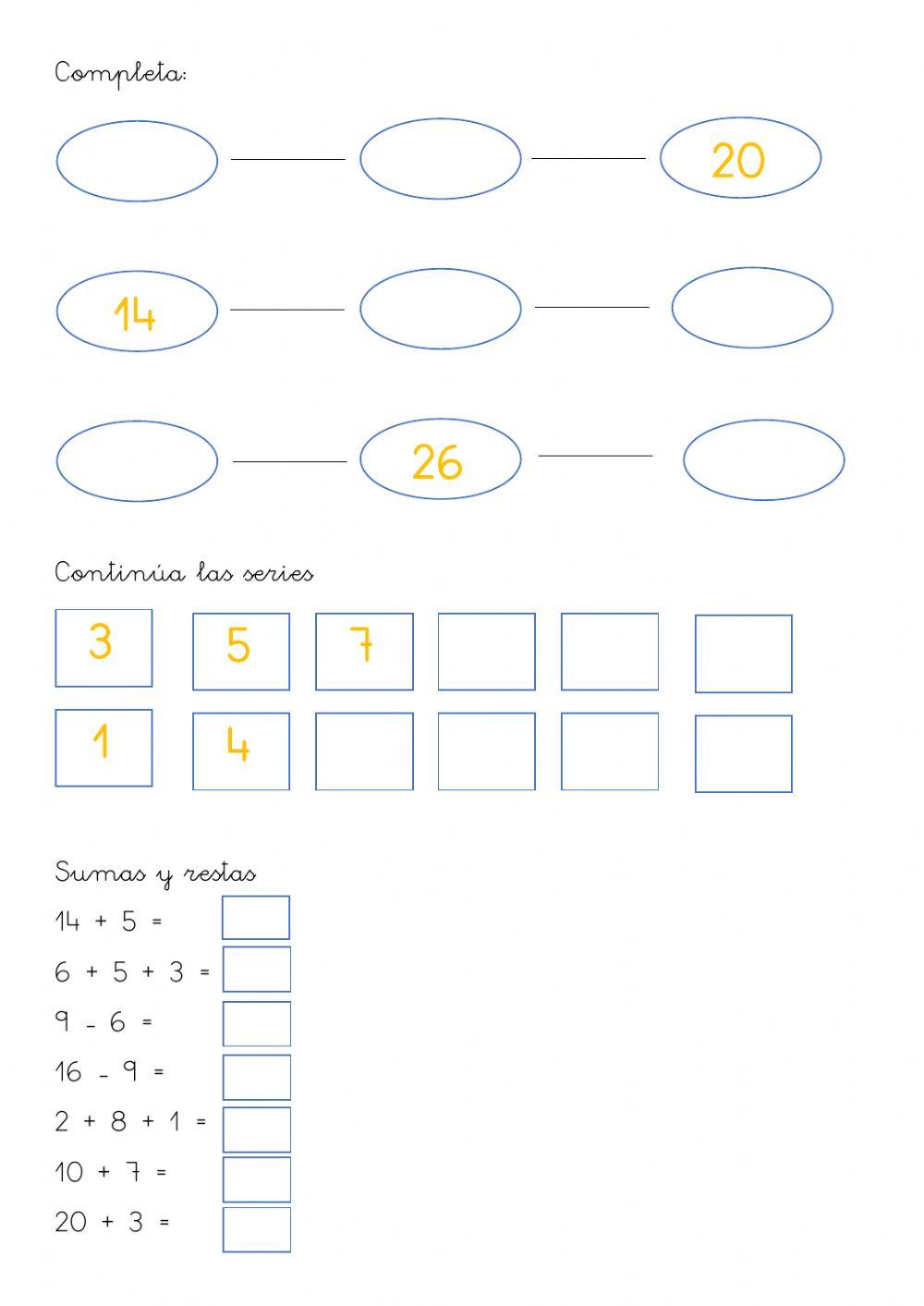 Numeración, sumas y restas