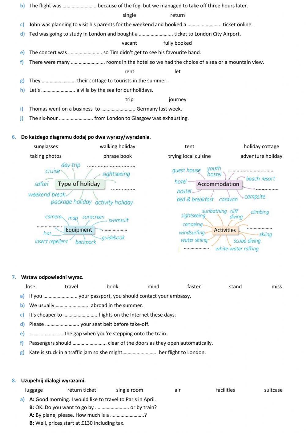 E8 U8 Podróżowanie i turystyka Vocabulary