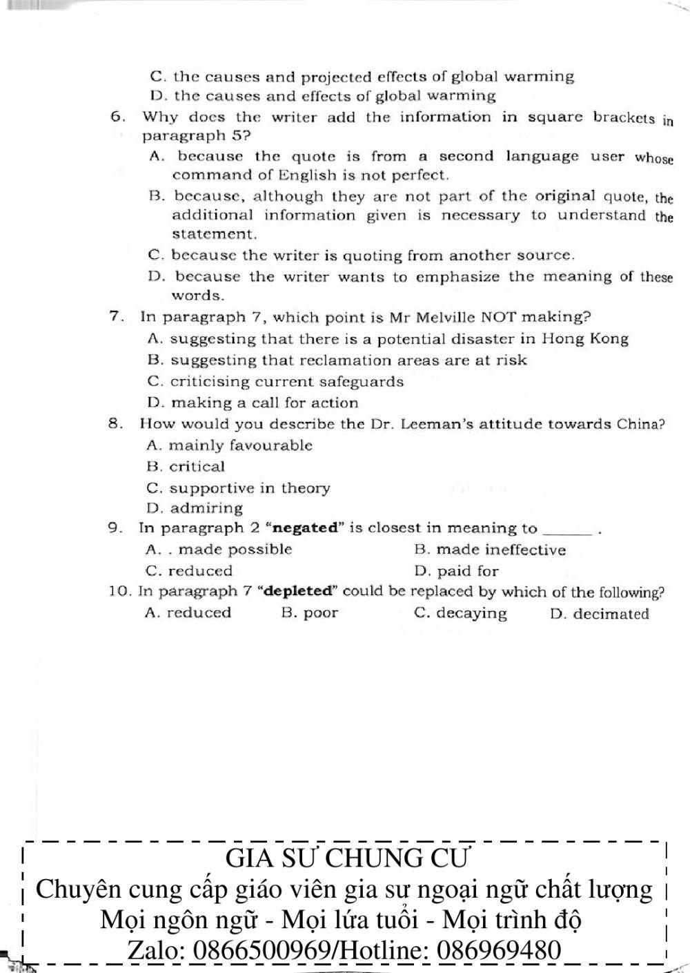 Trắc nghiệm kỹ năng đọc hiểu Tiếng Anh số 35