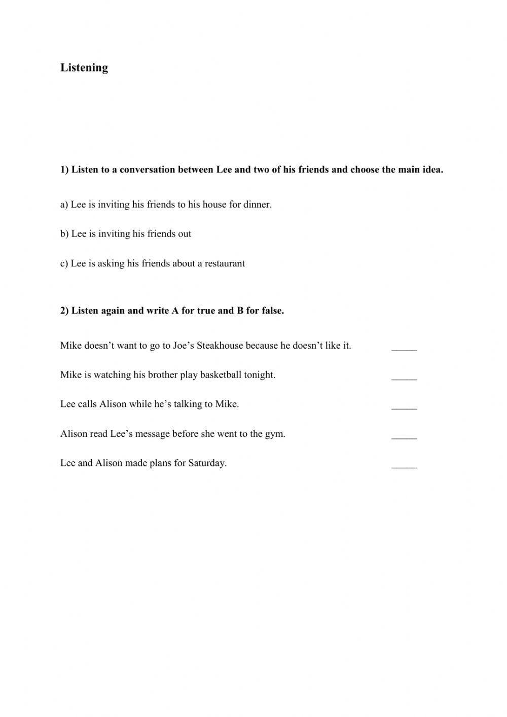 Listening. Invitation