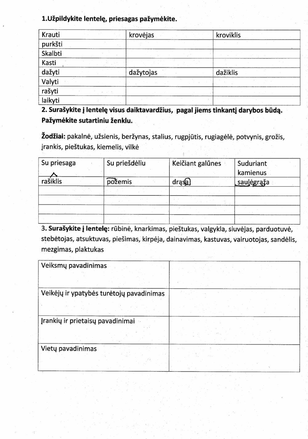 Daiktavardžių sudarymas