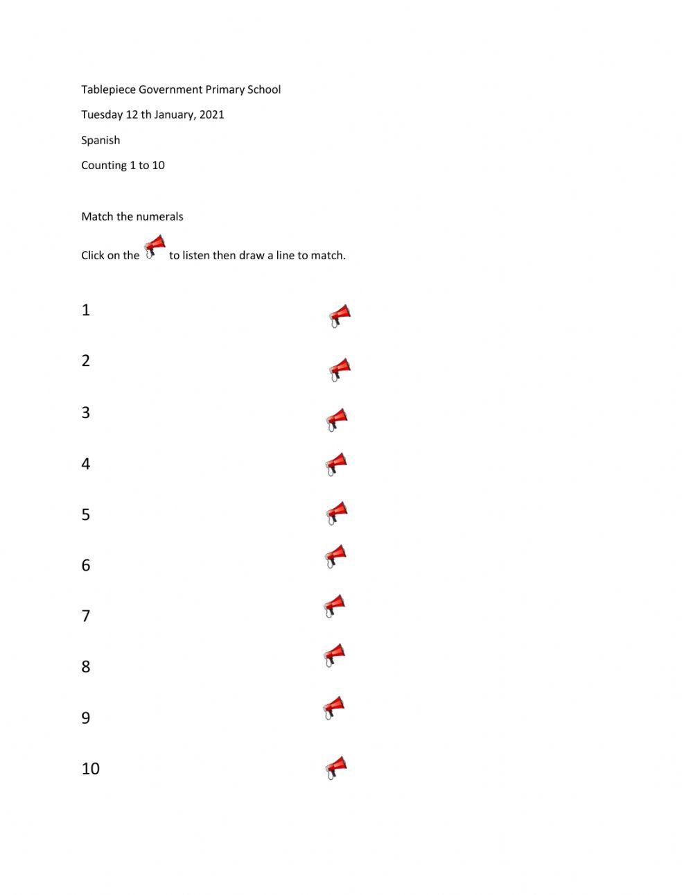 Spanish - Counting 1 to 10
