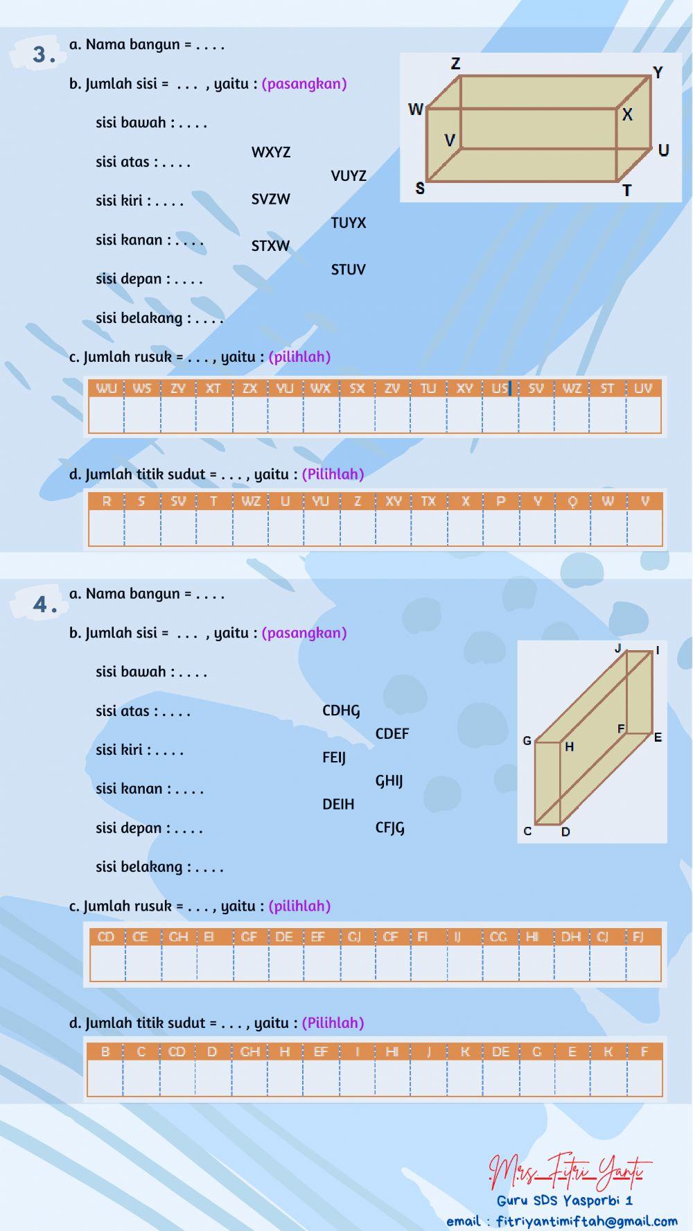 Unsur Balok dan Kubus