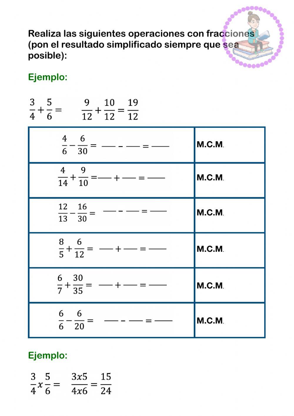Operaciones con fracciones