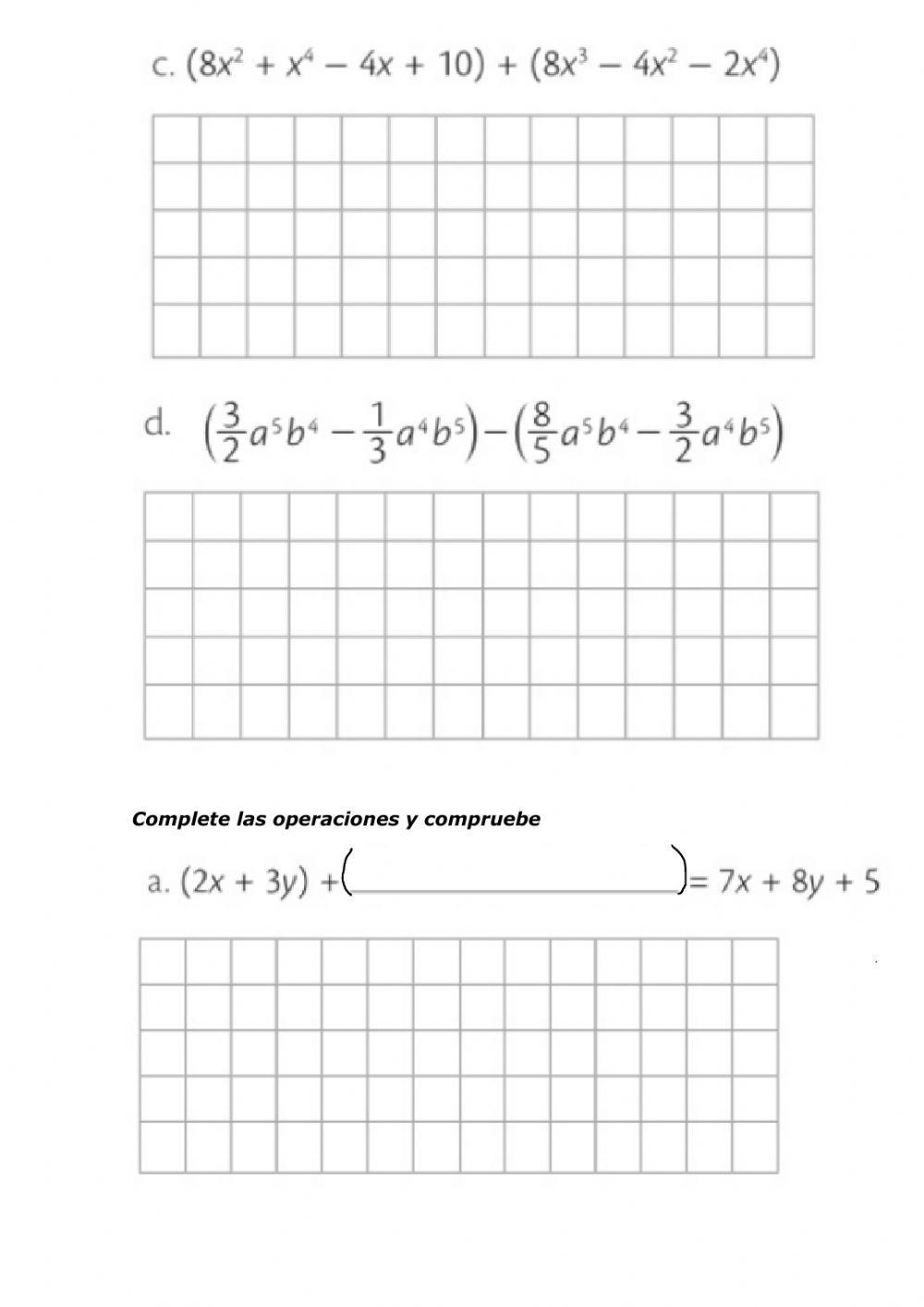 Adición y Sustracción de Polinomios