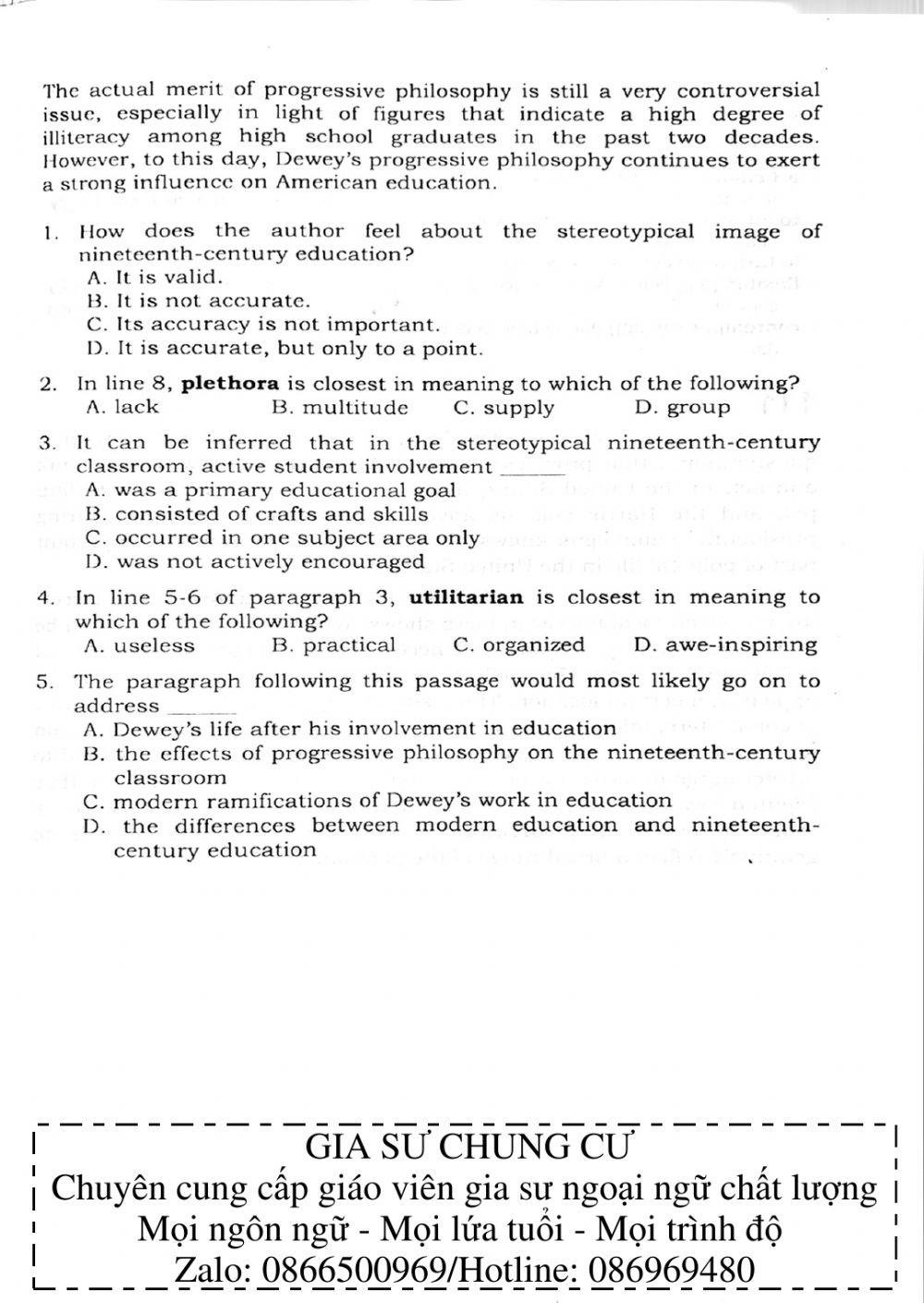 Trắc nghiệm kỹ năng đọc hiểu Tiếng Anh số 37