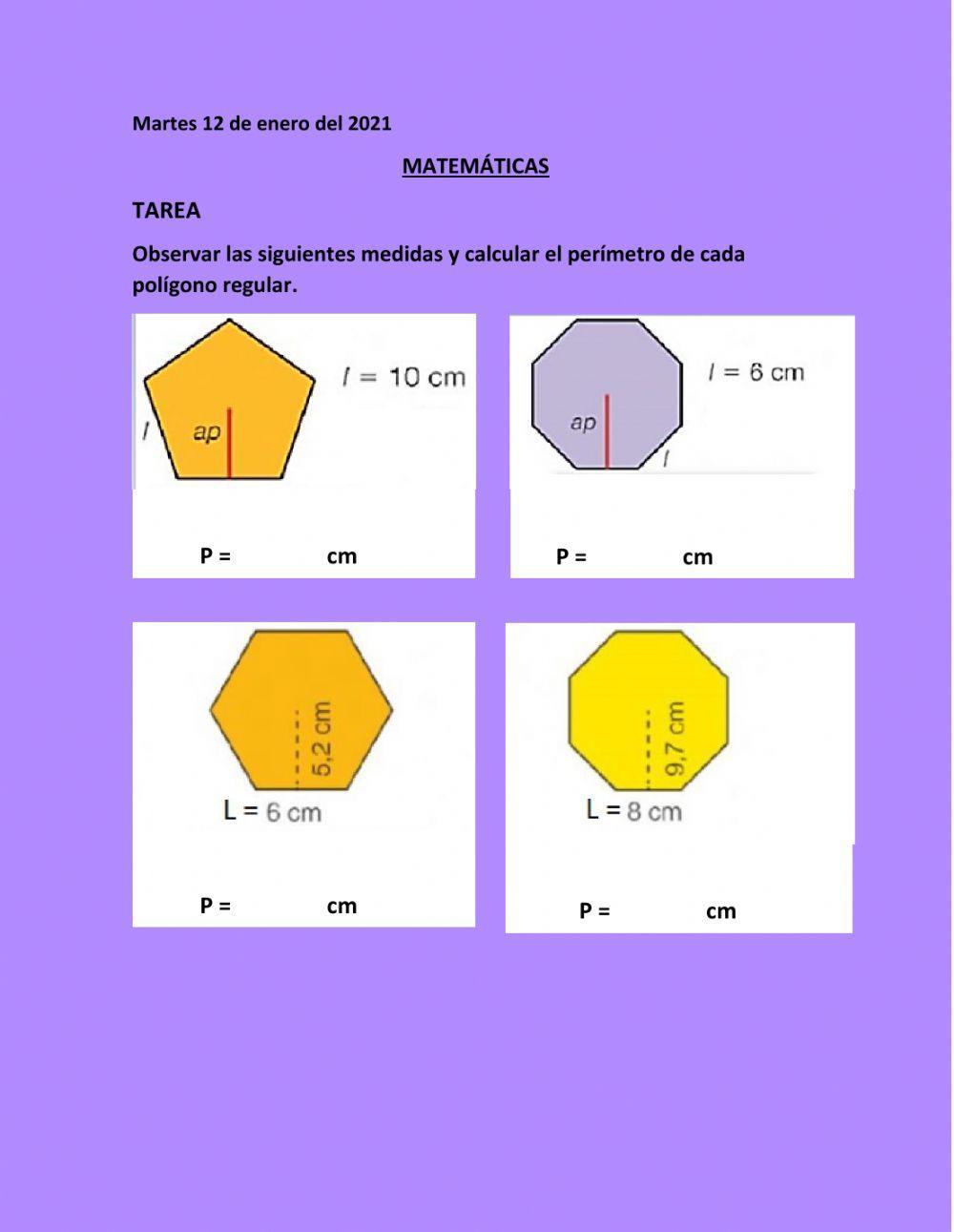 Perímetro de polígonos regulares