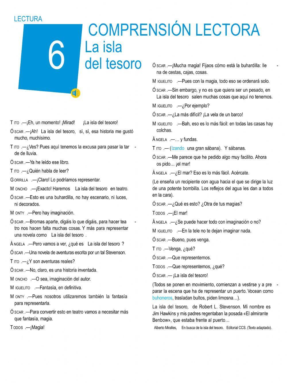 Comprensión lectora tema 6-4º