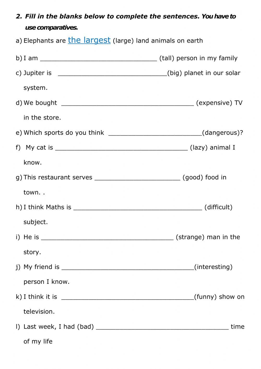 Comparatives and superlatives