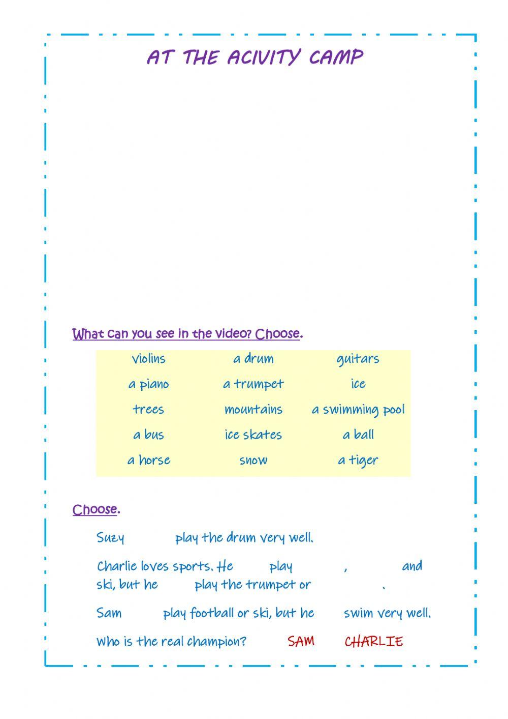 At the Activity Camp - Tiger 3 - Unit 3