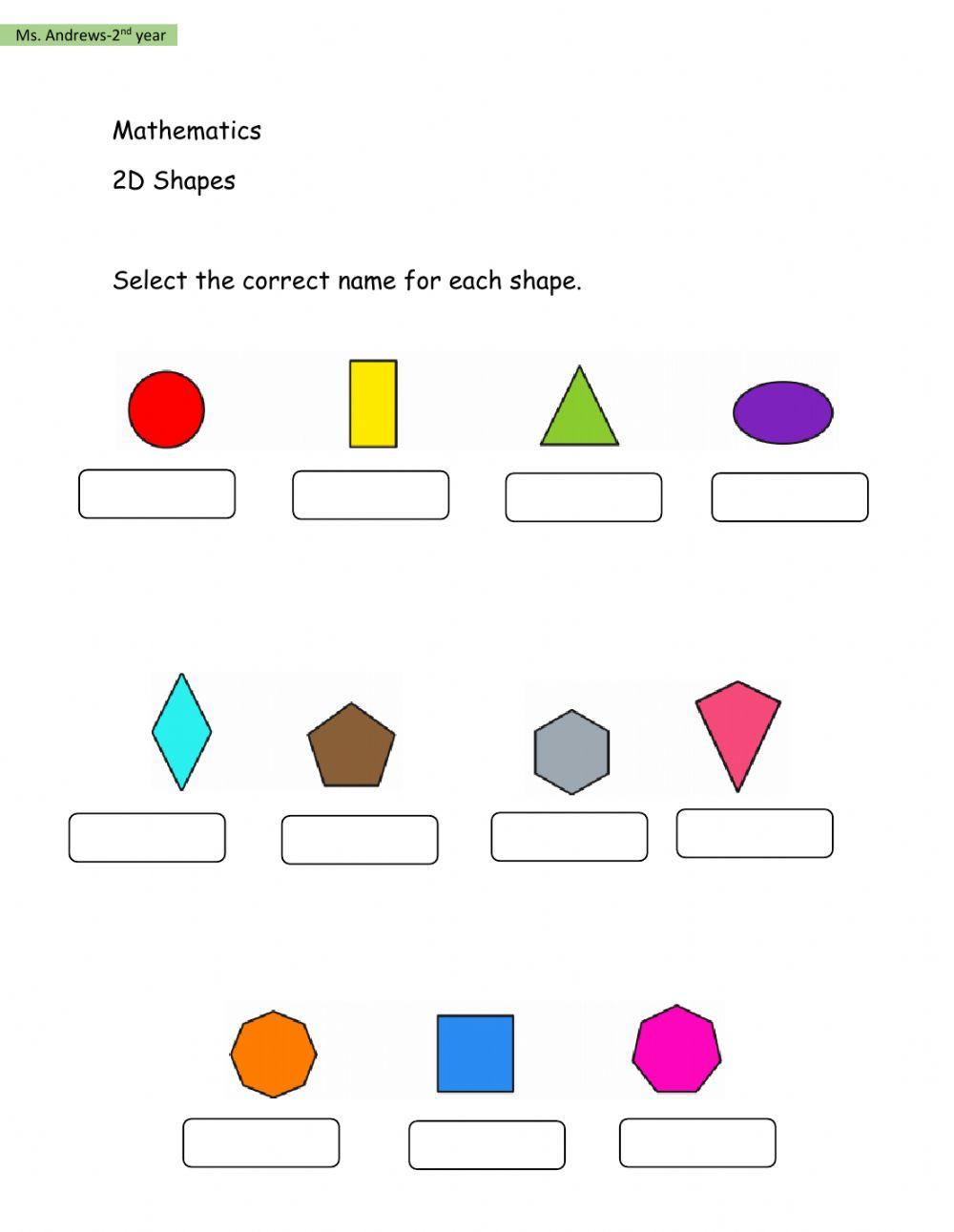 2D Shapes Worksheet