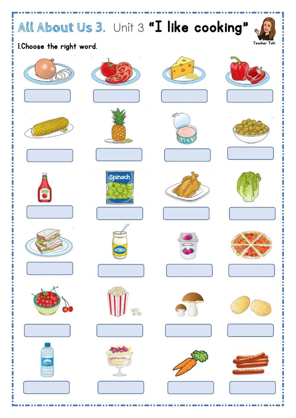 B1 Ficha de actividad: Cantidades de comida en inglés